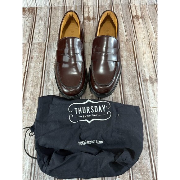 THURSDAY Penny Leather Loafer Shoes Size 10.5 Color Burgundy New - Picture 4 of 9